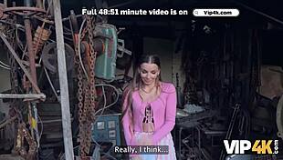 Debtor tempts backyard fuck in leather lingerie outdoors