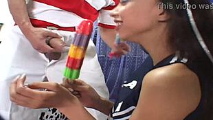 Think this Latina cheerleader can take big cock in ice cream truck?