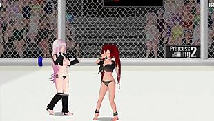 Ember Battles Isabel in Princess of the Ring 2 Lesbian Wrestling Catfight