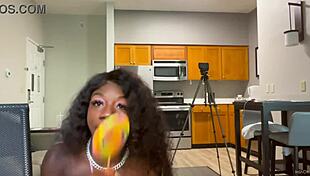 Lola Black Strips Backstage Licks Lollipop Teasing Pierced Nipples and Feet