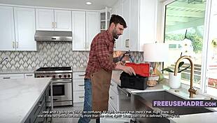 thick housewife spreads big ass bent over kitchen counter for bbc freeuse