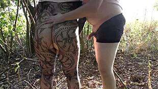 chubby milky mari milf begs fat man for public creampie in her hairy pussy