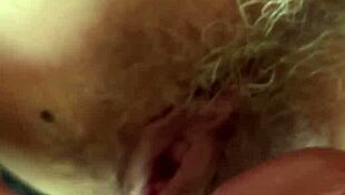 Ultra closeup hairy pussy stretched by huge cock slowmo