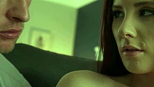 Big Tit Redhead Lilian Chokes on Cock for Cum on Tits
