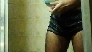skinny brazilian teen showers jerks huge cock till explosive orgasm solo