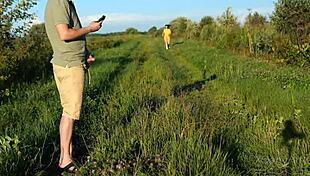 outdoor public fuck with crazy bbw nympho... she flashes those huge tits everywhere!