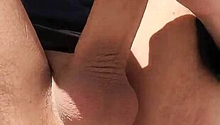 Exhibitionist strokes big monster cock close up outdoors risking new neighbors spotting public masturbation orgasm