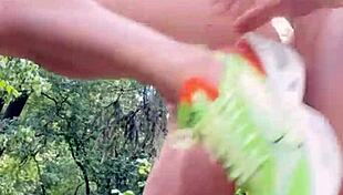 wanna see wild outdoor sex in the woods with cute petite moaning babe?