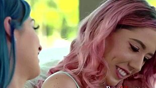 Two petite teens fight over one cock in threesome?