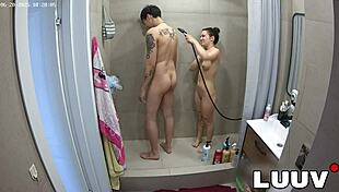 luuv xaner and grossy shower flashing her great tits