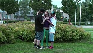 alexis crystal the street hottie takes public threesome gangbang pounding from two cocks