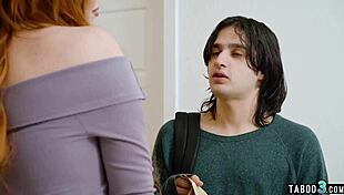 Red bbw stepmom Lauren Phillips naked yoga stretches onto stepsons big dick pov taboo.