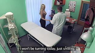 Doctor raw fucks blonde patient cums all over her gaping asshole