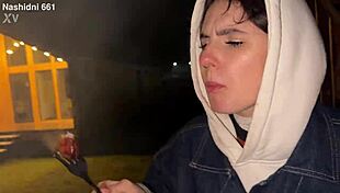 wanna see her juicy pussy ride that monster cock doggystyle in steamy sauna after deepthroat handjob?