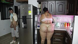 Stepdad spies on latina stepmom then rough kitchen domination fuck?