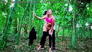 met naughty curvy country girl on street took to woods for doggystyle cum