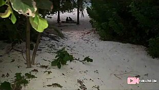 Hey, watch this big-ass mexicana explode orgasming on the beach