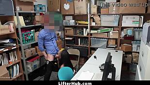 shoplifting teen bends over for officer's ripped clothes striptease and hard punishment in garage