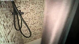 wanna see her juicy pussy ride that monster cock doggystyle in steamy sauna after deepthroat handjob?