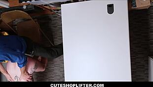 shoplifter teen bargains big tits for freedom with mall cop