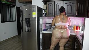 Stepdad spies on latina stepmom then rough kitchen domination fuck?