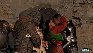 busty maidens thrill with deep blowjobs amid medieval fair excitement