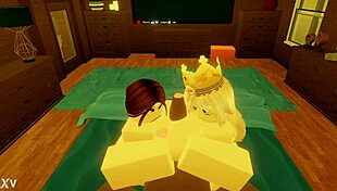 this robloxian BBC monster cock destroys two snowbunnies' tight pussies deep in bed
