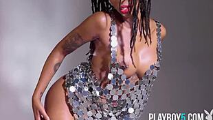 damn, this ebony teen beauty stripping her chocolate curves with playboy 🔥🍫