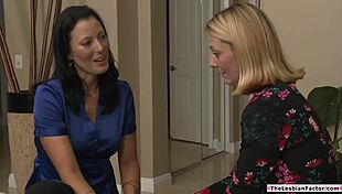 Brunette Big Tits Milf Licks Babe's Pussy in Lesbian 69 and Tribbing