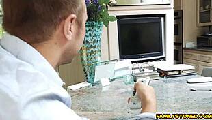 Lily Jordan sneaks craving boyfriend Richie's monster cock tease