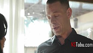 Cheerleader in skirt and panties seduces her older professor for secret fun