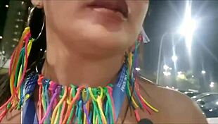 Cute Latina Flashes Massive Clit in Carnival Exhibitionist Fever