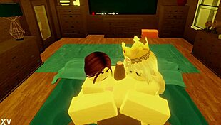 this robloxian BBC monster cock destroys two snowbunnies' tight pussies deep in bed