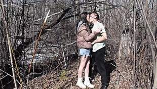 caught young slut forest bent over rough doggystyle daddy tits screaming