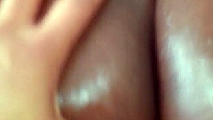 Oiled Big Booty Ebony Wife Massage Turns Wild