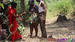 african bbw with big ass tits hairy pussy gets monster cock foursome missionary outdoors in bush xmas ritual