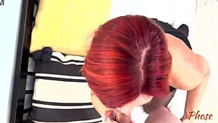 Inna Horny in Black Pantyhose Masturbates then Deepthroats Cameraman Cock