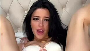 slutty american teen coed fingers shaved pussy to squirting orgasm on webcam