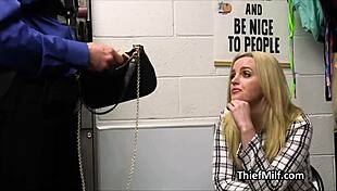 can a mall cop really make this slutty suspect squirt everywhere on his desk? he does.