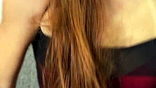 redhead in heels teases with sultry seduction then gulps down hot cum load in bedroom