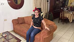 latina maid's pants slip down her curvy ass