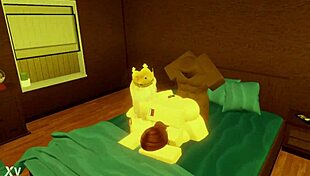 this robloxian BBC monster cock destroys two snowbunnies' tight pussies deep in bed