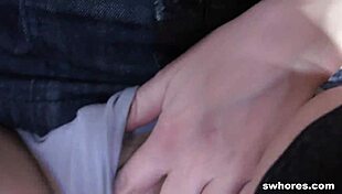 lucky guy picks gorgeous street slut car fuck cash 18+