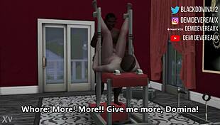 Ebony domina spanks and pegs begging whore hard