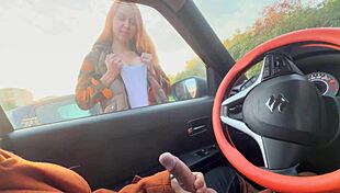 whoa stranger girl caught my public car dick flash showed big tits helped jerkoff
