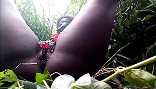 tourist exploits ebony teen's tight pussy deep in the wild forest
