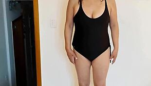 omg 60yo stepmom fingers hairy pussy on beach while i rub cock on her huge tits real amateur