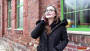 german 18+ glasses student emily gets picked up for tiny pussy scout fuck