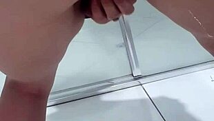 Teen bends over bathroom sink desperate pee squirt unleashing juicy ass thrill