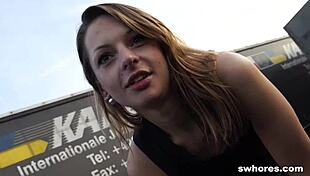 lucky guy picks gorgeous street slut car fuck cash 18+